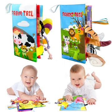 Richgv 2 Packs Baby Books Toys 0-6-12 Months, Touch And Feel Soft Crinkle Books For Newborn Infant Baby 0-3-6-12 Months, Baby Valentines Gifts Shower Books Carseat Toys Christmas Stocking Stuffers