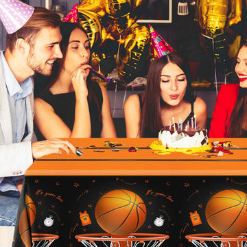 Basketball Tablecloth, 3 Pcs Basketball Birthday Decorations Rectangle Plastic Table Cover, Disposable Table Cloths For Basketba