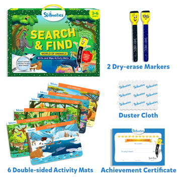 Skillmatics Search and Find Animals Game - Reusable Preschool Learning Activity, Multicolor, Model SKILL330SFBA, Ages 3-6