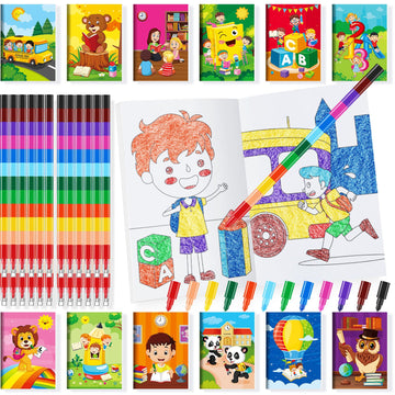 Ben Louis 24 Preschool Kindergarten Mini Coloring Books With 24 Crayons For Kids Birthday Party Favor Small Activity Books Bulk