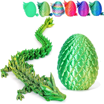 3D Printed Dragon Egg, Dragon Eggs With Dragon Inside, Articulated Dragon, Mystery Dragon Egg Fidget Toy, 3D Dragon Eggs Surprise Fidget Toy (A-Laser Yellow Green+Egg)