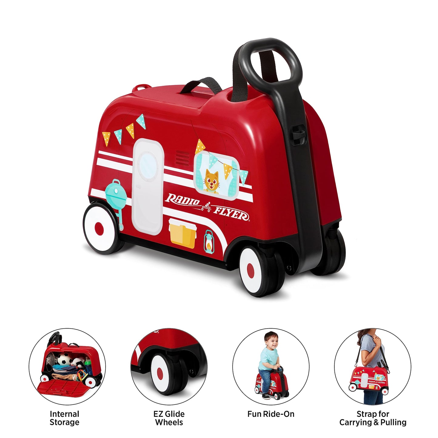 Radio Flyer 3-in-1 Happy Traveler Camper Ride-On Toy, Medium Plastic, Ages 2-5, Model 660Z