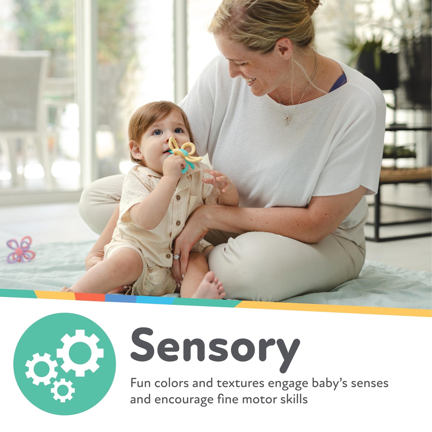 Nuby Fun Loops Teether - Flower-Shaped Infant Teething Toy for Babies - 3+ Months - Pink and Purple