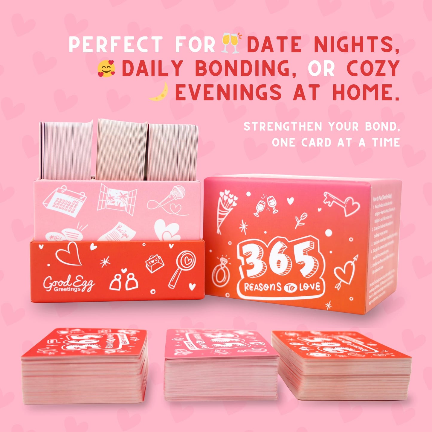 Good Egg Greetings Conversation Cards for Couples - 365 Romantic Questions - Core Deck - Red Cardstock