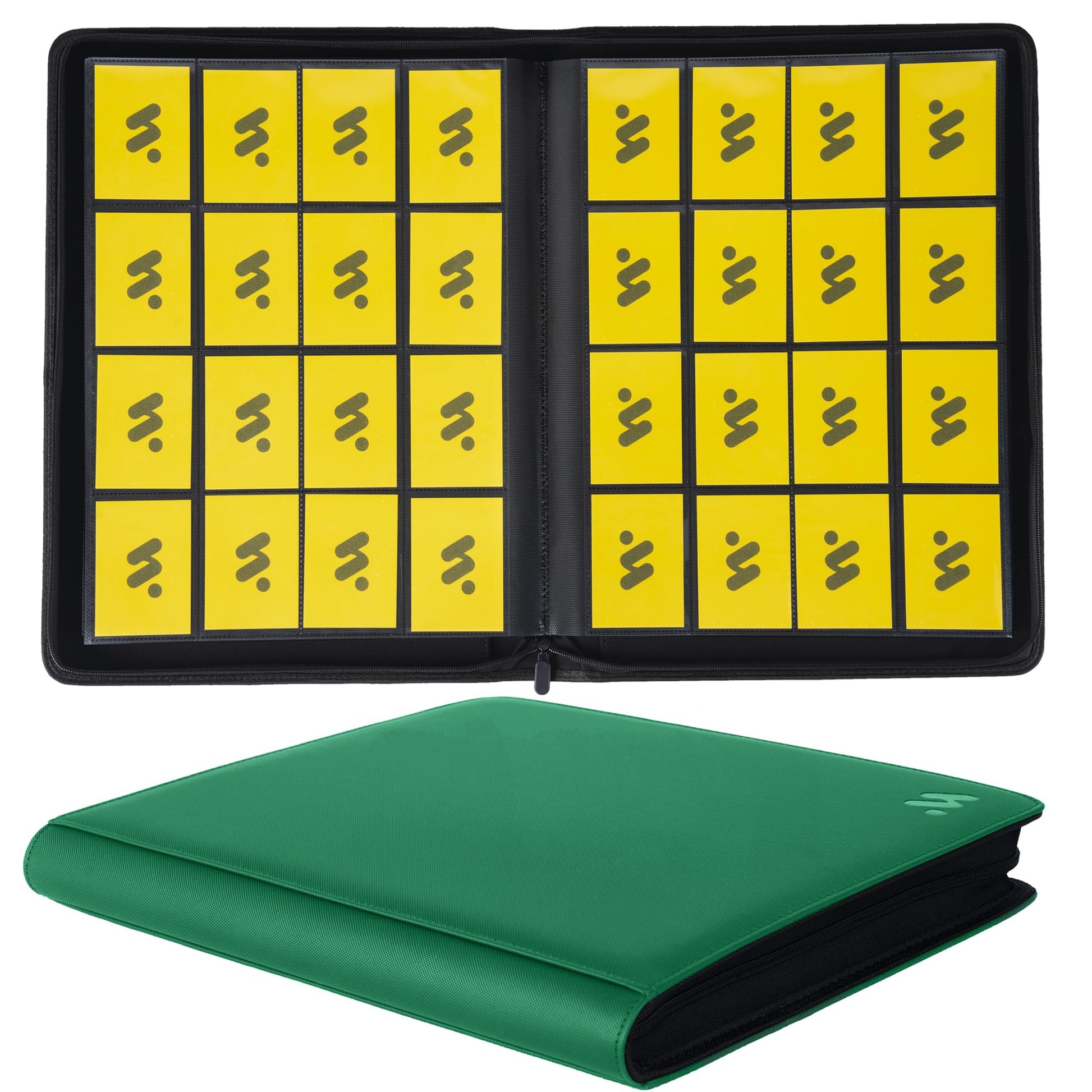 MORABTO enhanced 1000+ Pockets Card Binder 16 Pockets Trading Card Binder Ringless Side Loading Trading Card Album Folder for TCG -Dark Green