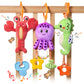 Tumama Baby Toys 0 3 6 12 Months, Hanging Stroller Toys Soft Marine Animal Crib Car Seat Toys, Crinkle Infant Rattles With Teether Squeaky Sensory Developmental Toy For Newborn
