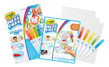 Crayola Color Wonder Paintbrush Pens & Paper Set - 6 Piece Mess Free Coloring for Toddlers, Arts & Crafts Gift in Orange, Green, Red