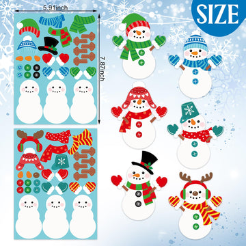 Frienda 24 Pcs Snowman Stickers Crafts for Kids Make a Snowman Stickers Christmas Winter Holiday Craft Games for Xmas Holiday Pa