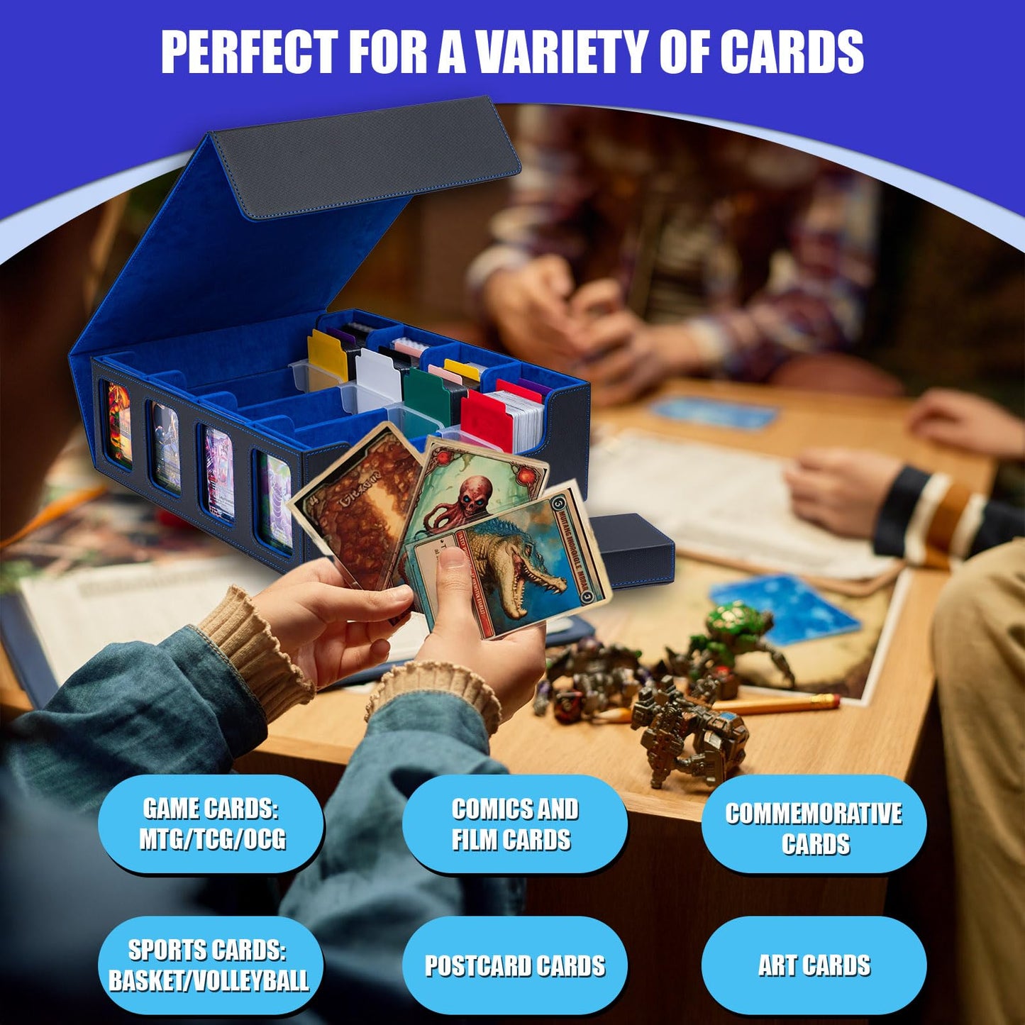 Tiff-K 3200+ Mtg Deck Box Commander,Deck Box Tcg Trading Card Storage Box With Window Dice Tray, Deck Box Mtg Storage Organizer