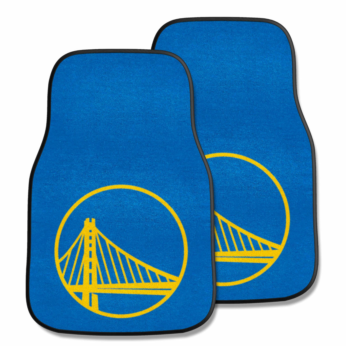 FANMATS 9267 Golden State Warriors Front 2-Piece Team Logo Carpet Car Mat Set, Front Row Automotive Floor Mats, Non-Slip Backing