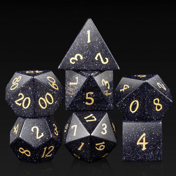 Blue Sandstone Gemstone DND Dice Set,DNDND Full Set D&D Dice with Grogeous Gift Case for Dungeons and Dragon Tabletop Game (Blue