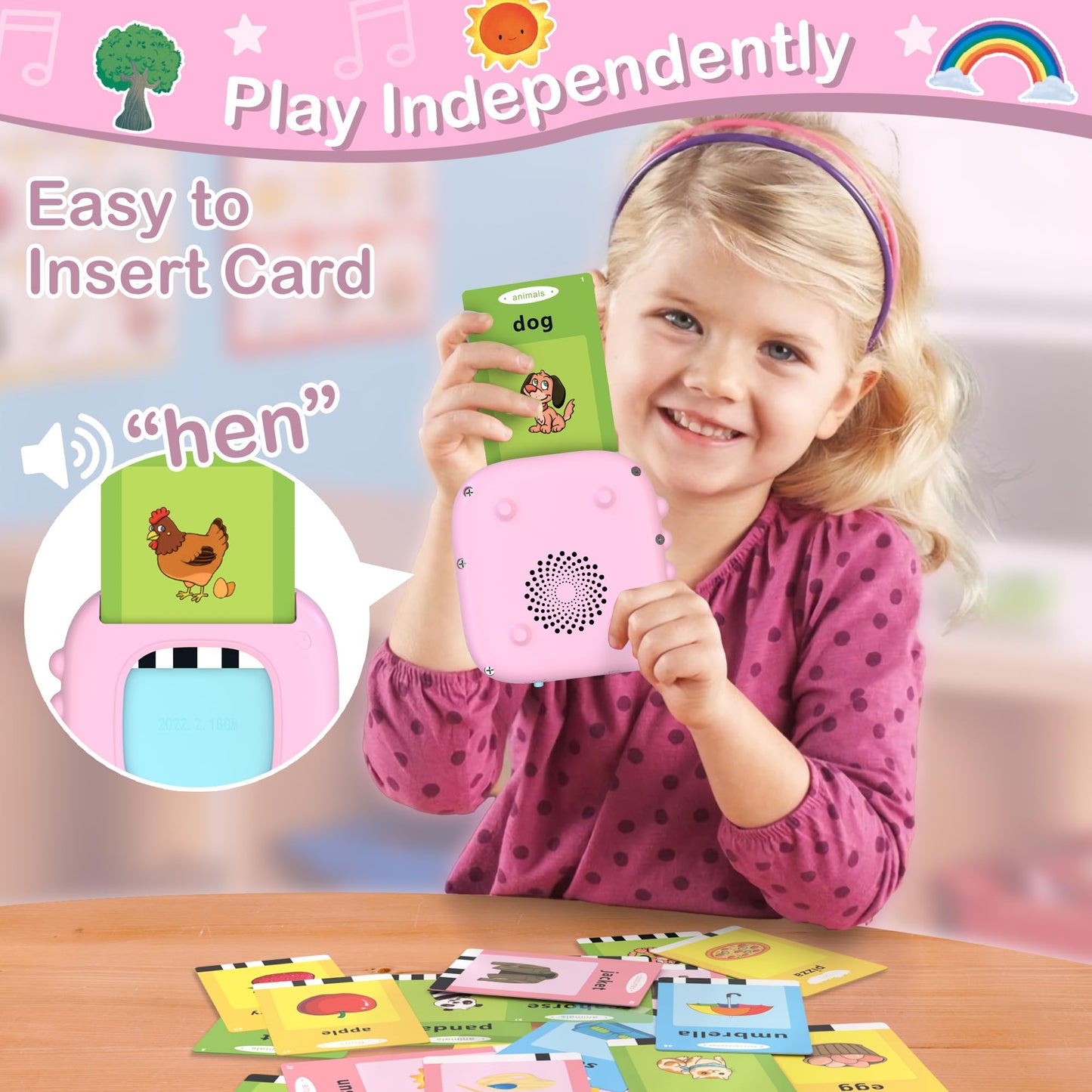 Girls Birthday Gift, Toddler Toys For 1 2 3 4 5 Year Old Girls Gift Idea, 224 Sight Words Talking Flash Cards, Montessori Learni