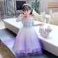 Sototoo Elsa Costume Long Sleeves Princess Dress Queen White Costume Cosplay Dress Up With Accessories Halloween (Violet,3-4Year