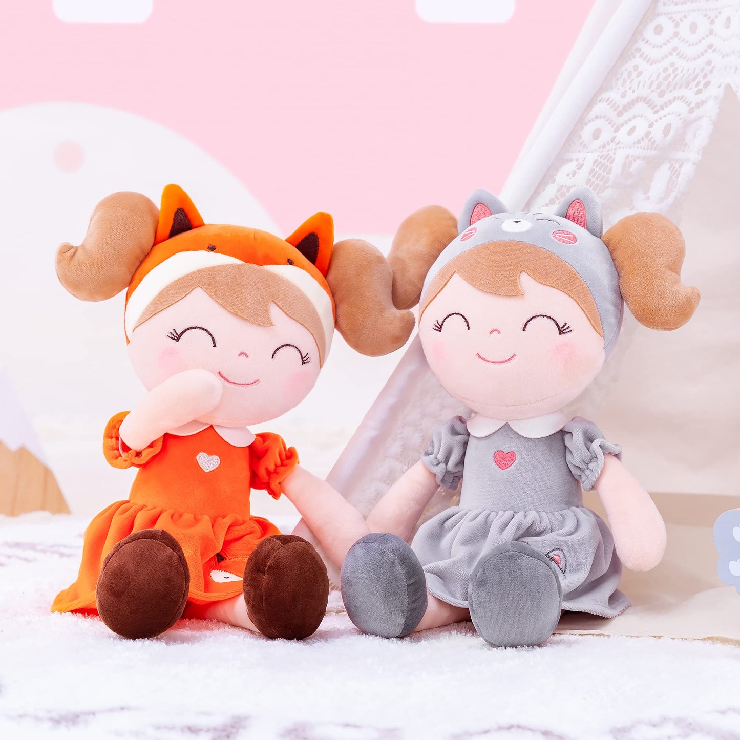 Gloveleya Baby Doll Girl Gifts Soft Plush Kitty Cat Dolls Girls Toy 12'' With Gift Box