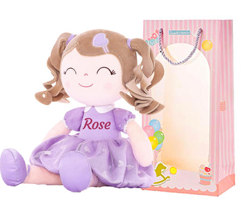 Gloveleya Personalized Curly Doll With Your Name - Cute Custom Light Purple Soft Plush Doll For Girls Plush Doll Customized Gifts