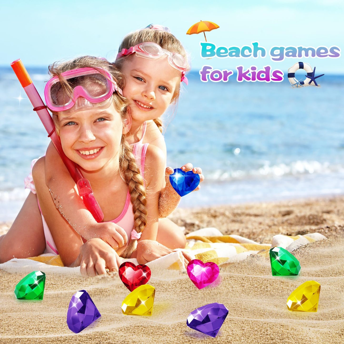 Duchong Pool Toys, 9 Pcs Big Dive Gems Pool Toys For Kids Ages 4-8, 8-12, Summer Throw Pool Toys With Assorted Diving Gems And 2