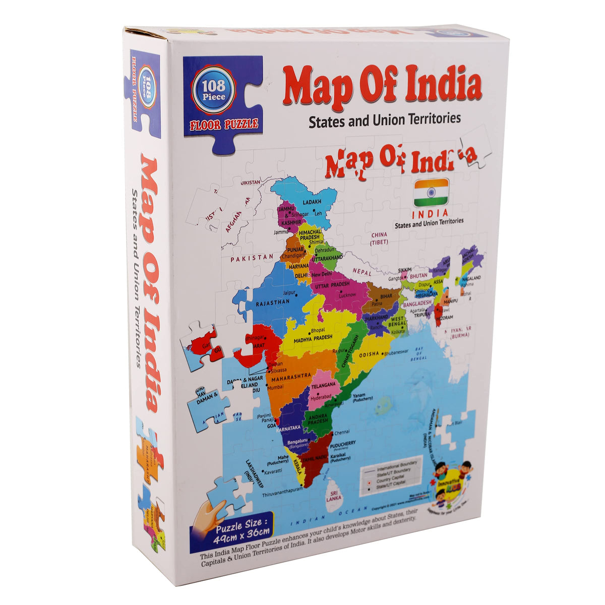 Olympia Games and Toys 108 Pieces Floor Puzzle Set for 4+ Age Kids (Map of India)
