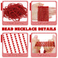 100 Pcs Christmas Beads Bulk, 33'' Valentines Day Beads Necklaces, Mardi Gras Beads Necklaces Bulk, Red Round Beads For Parade T