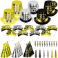 40PCS New Years Party Supplies 20 Guests, New Years Party Favors Gold Black, New Years Accessories Cardboard Plastic, Tiaras Top