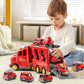 JUKUDAHU 7-in-1 Fire Trucks Car Toys for 3 4 5 6 Years Old - Transport Truck Toys for Toddlers 4-6, Trucks Toys with Sound and L