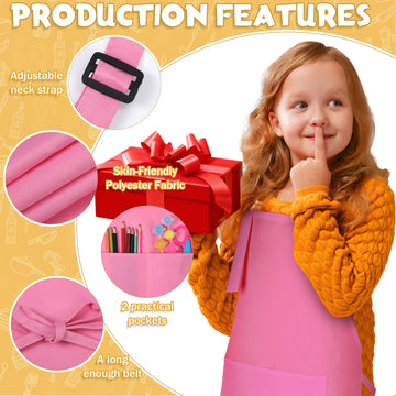 Eurzom 20 Pcs Christmas Kids Artists Aprons With Pockets Adjustable Chef Apron Children Painting Aprons For Cooking Baking(7-13