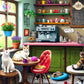 Springbok Cat Cafe 500 Piece Puzzle For Adults - The Cats Are Waiting For Their Pets In This Cozy Cat Cafe