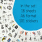 100Pcs Skeleton Stickers - Skeleton Party Decorations & Favors, Skull Stickers, Skeleton Gifts For Women, Men - Spooky Halloween