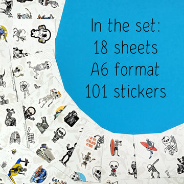 100Pcs Skeleton Stickers - Skeleton Party Decorations & Favors, Skull Stickers, Skeleton Gifts For Women, Men - Spooky Halloween