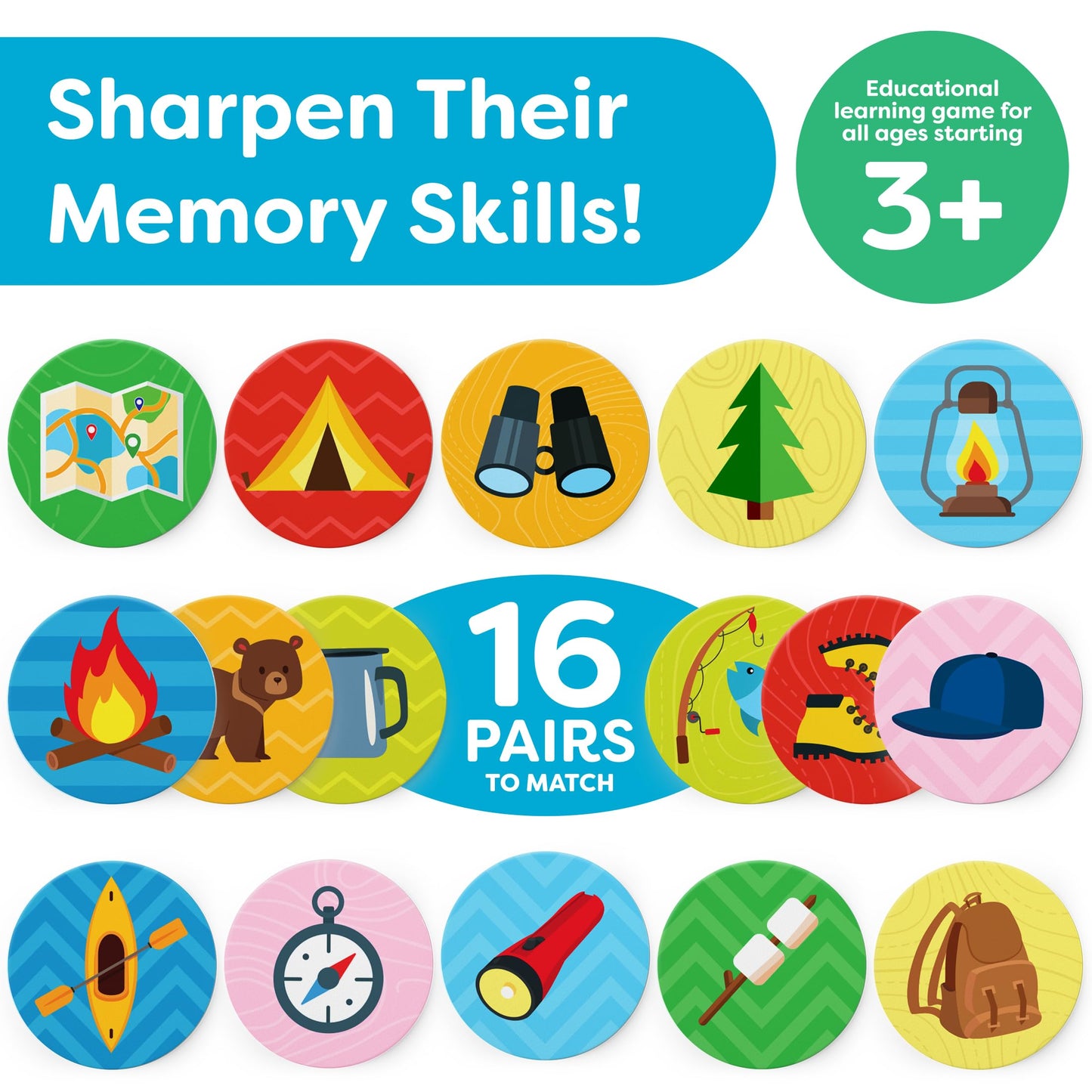 Matching Game - Memory Games For Kids Ages 4-8 - Memory Matching Games For Toddlers 3-5 - Kids Camping Toys - Preschool Board Game - Preschool Learning Activities - Easter Toys For Toddlers Gifts