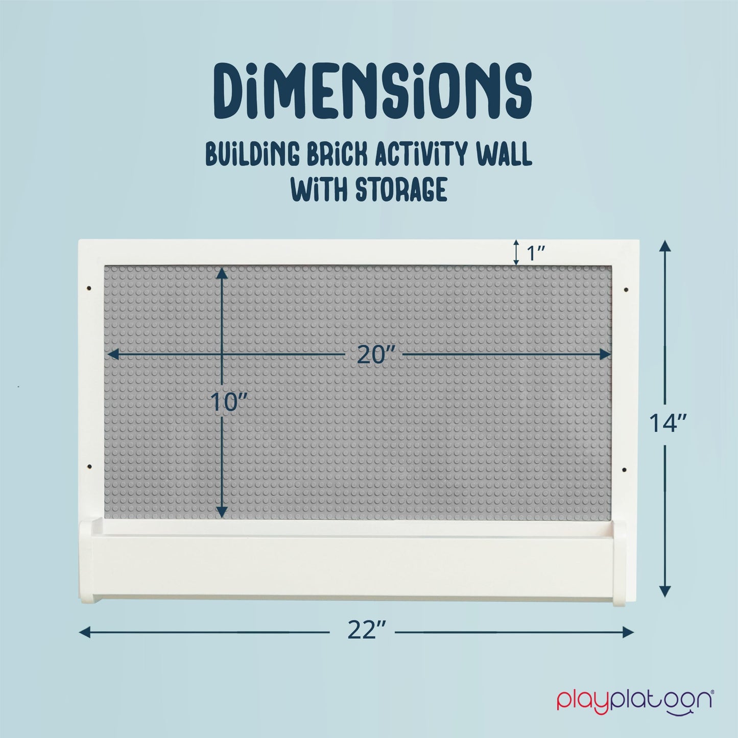 Play Platoon Building Brick Wall Mount Activity Toy - 21x14 inch Plastic Baseplate, Compatible with Major Brands