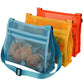 MUYIZI Mesh Beach Shell Collecting Bags - Large Multicolored Nylon (Blue, Yellow, Orange) - 3 Pack for Kids