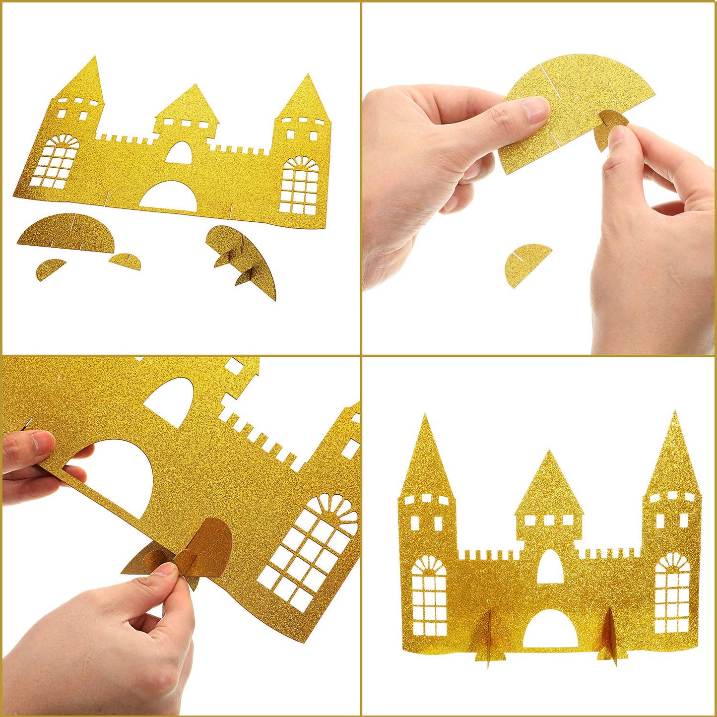 Gejoy 4 Pieces Castle Table Centerpiece Glitter Princess Theme Castle Centerpiece For Birthday Baby Shower Princess Party Table Decorations