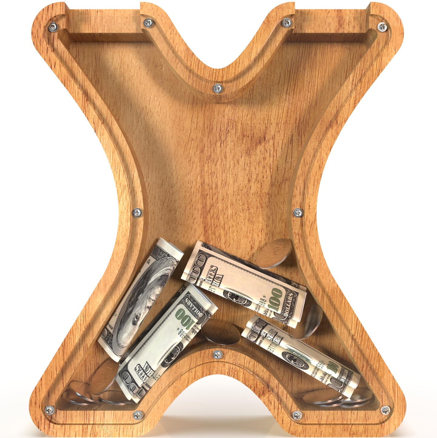 Sulevalt 12  Extra Large Wooden Letter Piggy Banks - Piggy Banks for Boys Girls Kids  Alphabet Money Banks with Initial X - Coin Banknote Bank Birthday/Christmas for Kids