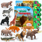 Igratens Safari Animals Figures Toys With Sound Books, 10Pcs Realistic Jungle Animals Figures & Safari Animals Book With 10 Butt