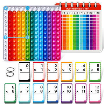 Joycat Multiplication Flash Cards + Pop Fidget Chart- 156 Hole Punched Math Game Flashcards For Kids Ages 8 And Up, Times Table Manipulatives For Preschoolers 3Rd,4Th,5Th,6Th Grade