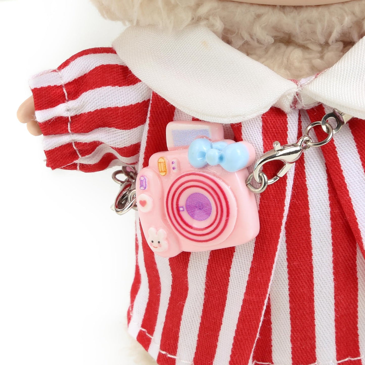 17cm Doll Clothes for Labubu - Kawaii Clown Style Set - Doll's Hat & Doll's Clothing & Doll's Shoes & Camera  Cute Doll Outfit with Accessories for Display  Collectors  Gift - Red (NO Dolls)