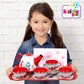 Tea Set for Little Girls, Pretend Play Tea Party Set, Floral Design Kids Tin Tea Set with Carrying Case (15 Pcs)