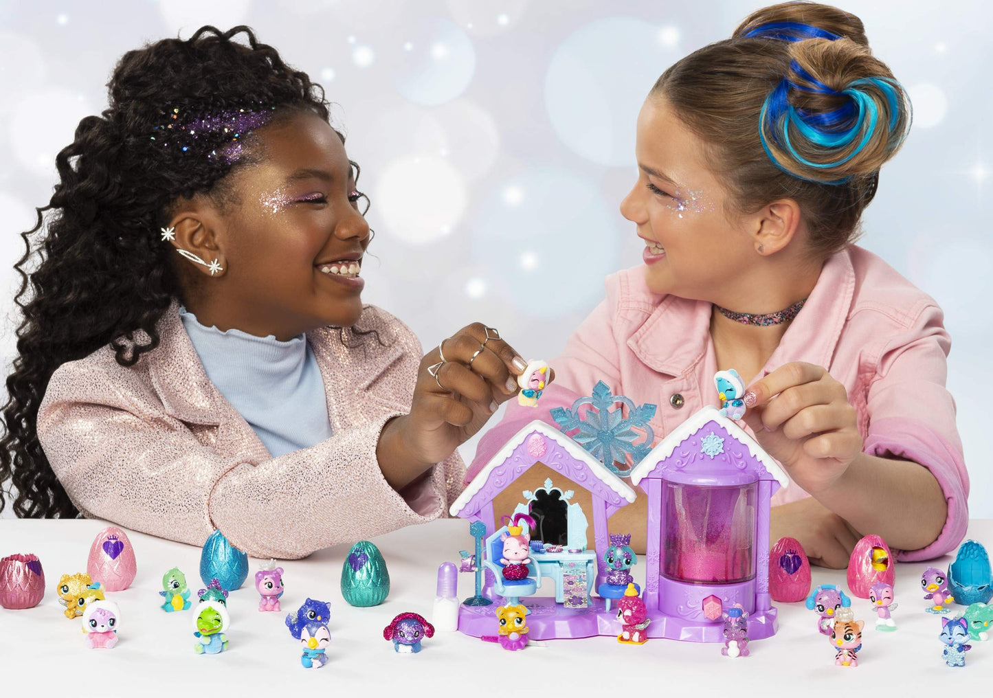 Hatchimals CollEGGtibles Glitter Salon Playset with 2 Exclusives for Kids, Multicolor, Model 6053663