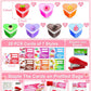 28 Pack Valentines Heart Cup Butter Slime With 7 Style Charms Valentine'S Cards, Valentines Day Gifts For Kids Soft & Non-Sticky