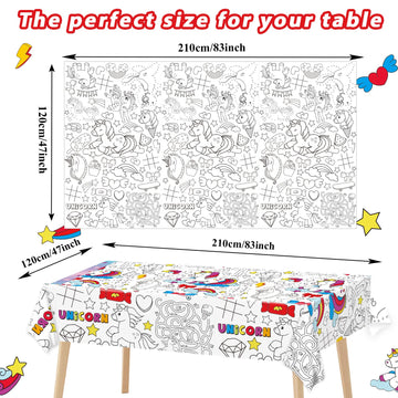 Giant Unicorn Coloring Tablecloth For Kids Huge Unicorn World Posters Activity Large Holiday Color-In Paper Poster Table Cover F