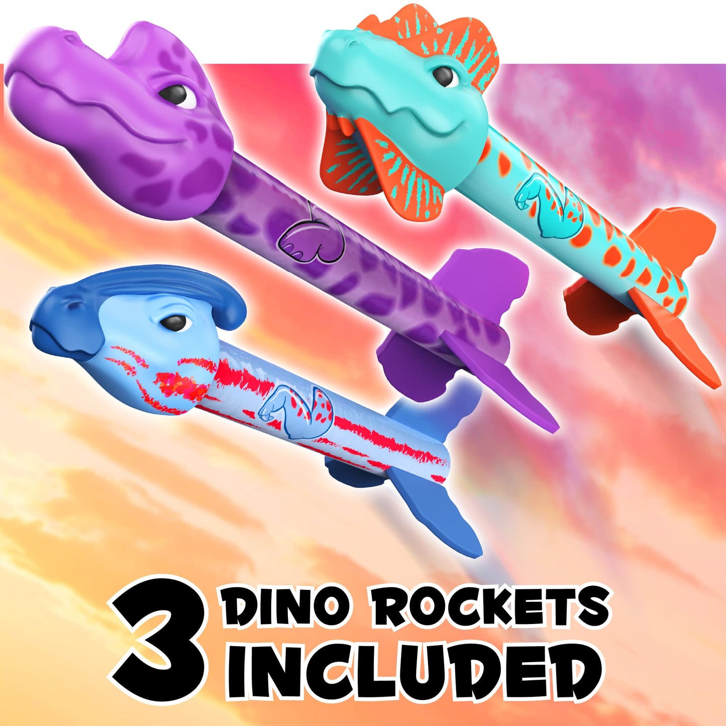 Dino Blasters, Rocket Launcher For Kids - Soars 100 Feet. Kids Outdoor Toys, Birthday Gift, For Boys & Girls Ages 3-6 Years Old - Toddler Outside Toys 4-8, Dinosaur Toy, Kids