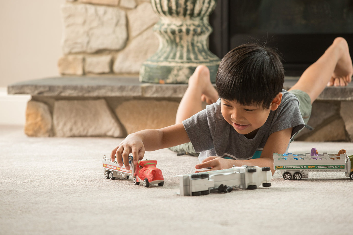 Wild Republic T-Rex Truck, Gifts For Kids, Imaginative Play Toy, Triceratops & Tyrannosaurus