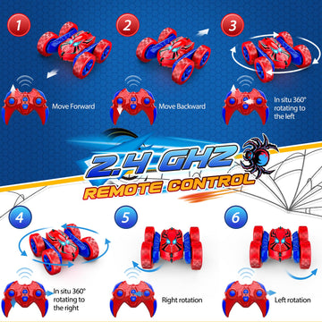 RC Car Toys for 3 4 5 6 7 8 9 10 Year Old Boys,Double Sided 360 Flip 4WD Remote Control Car 2.4GHz Electric Rechargeable Toys fo
