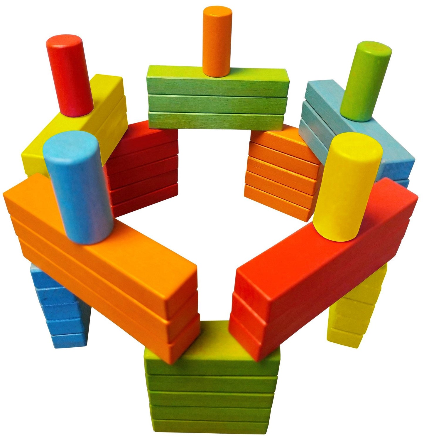 Wooden Bricks 45 Magnetic Building blocks, magnetic building set consisting of 25 colorful wooden bricks with 2 magnets, 15 colo