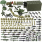 Olive Green Army Accessories Kit 325 Pcs Military  Pack Gear E.O.D Suit NVD Helmet Shipping Container protective coveringy Building Block Toy for Soldiers Compatible with Major Brands