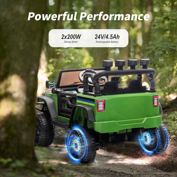 Outfunny 24V Ride on Truck Toy, Electric Ride-on Car for Kids with Remote, 400W Power, 5Mph Max Speed - Green