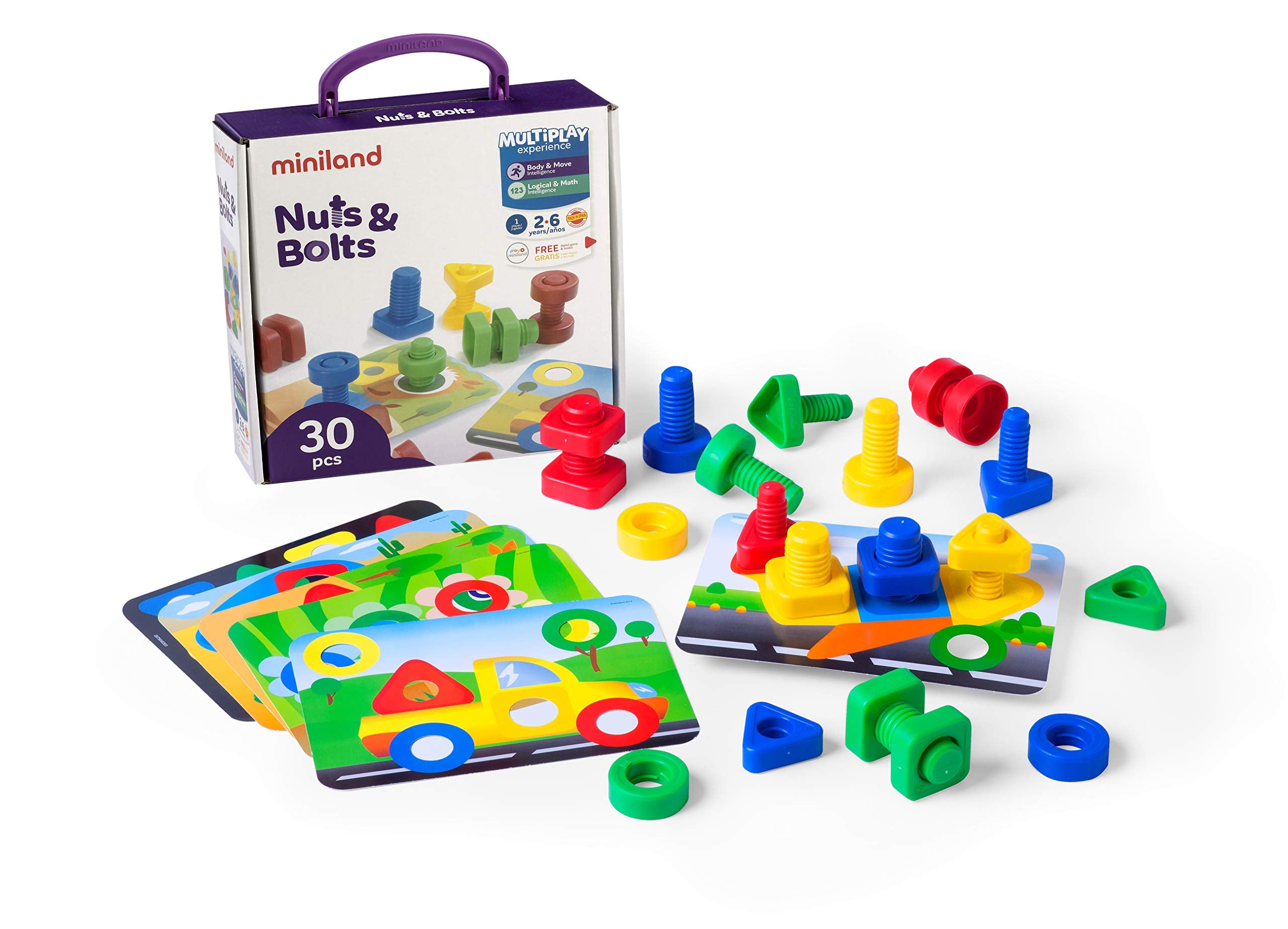 Miniland Nuts Bolts Set - Educational Toy for Ages 2+, Multi-color ...