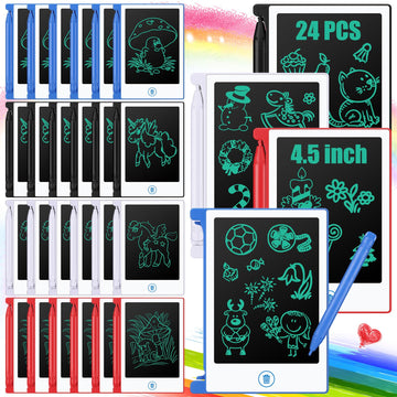Zhehao 24 Pack LCD Mini Writing Tablet for Kids 4.5 Inch Doodle Board Bulk Erasable Reusable Electronic Drawing Pad Birthday Par