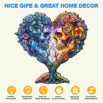 Wooden Puzzles For Adults, 180 Pieces Skull Puzzles For Adults, Unique Tree Puzzle Gifts For Puzzle Lover, Wooden Jigsaw Puzzle (M-11.4 * 11.3In)