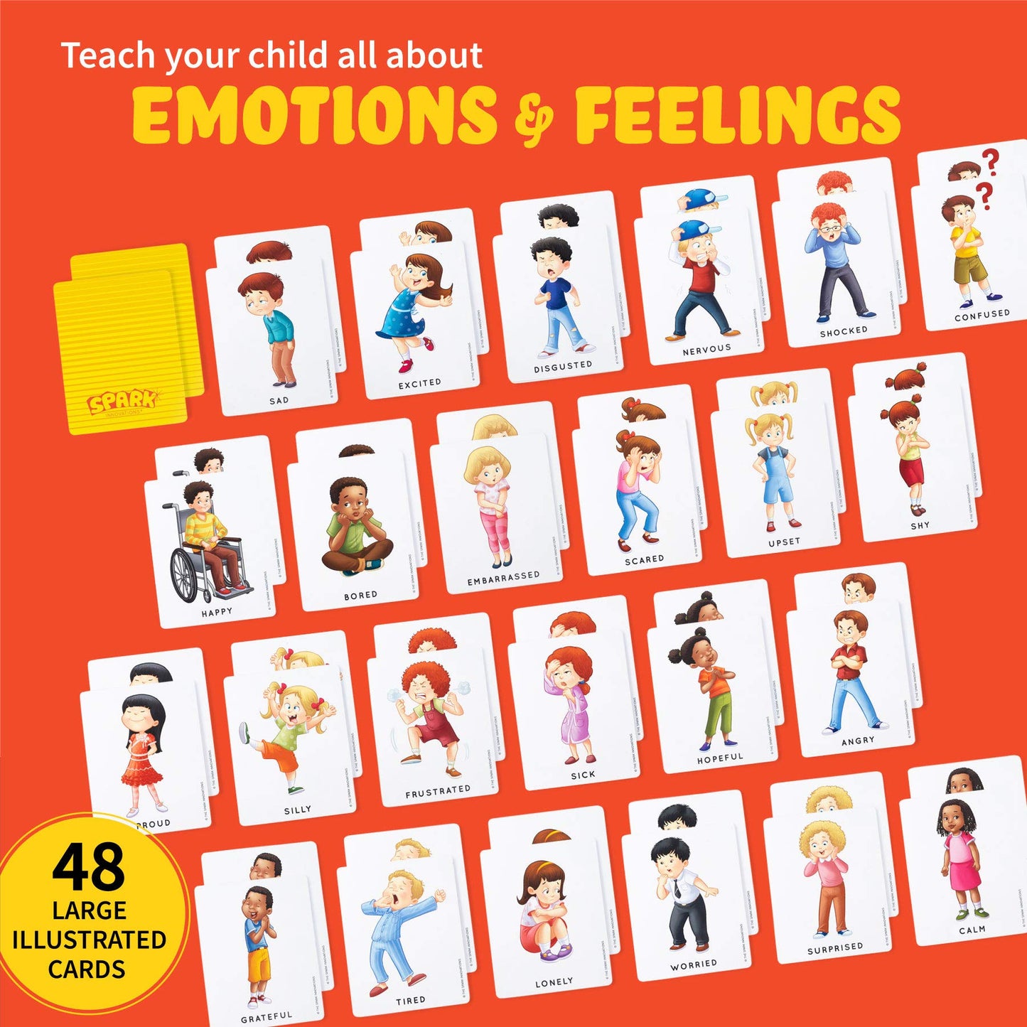 Feelings And Emotions Flash Cards - Memory Game, Social Skills Games, Emotions Cards, Feelings Flashcards, Empathy Game Homeschooling Materials, Preschool Games, Therapy Games For 3 Year Olds And Up